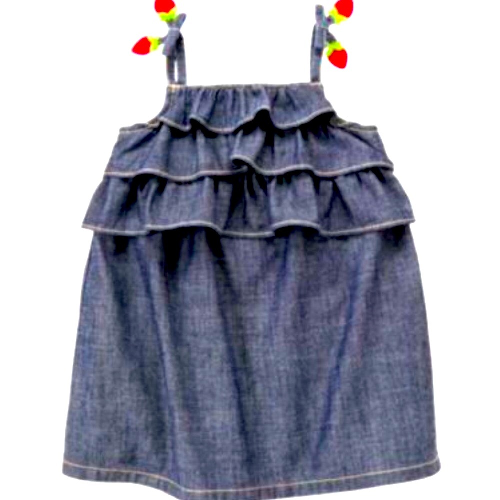 RARE Gymboree 2T Strawberry strap  chambray denim ruffle bodice sun dress EUC